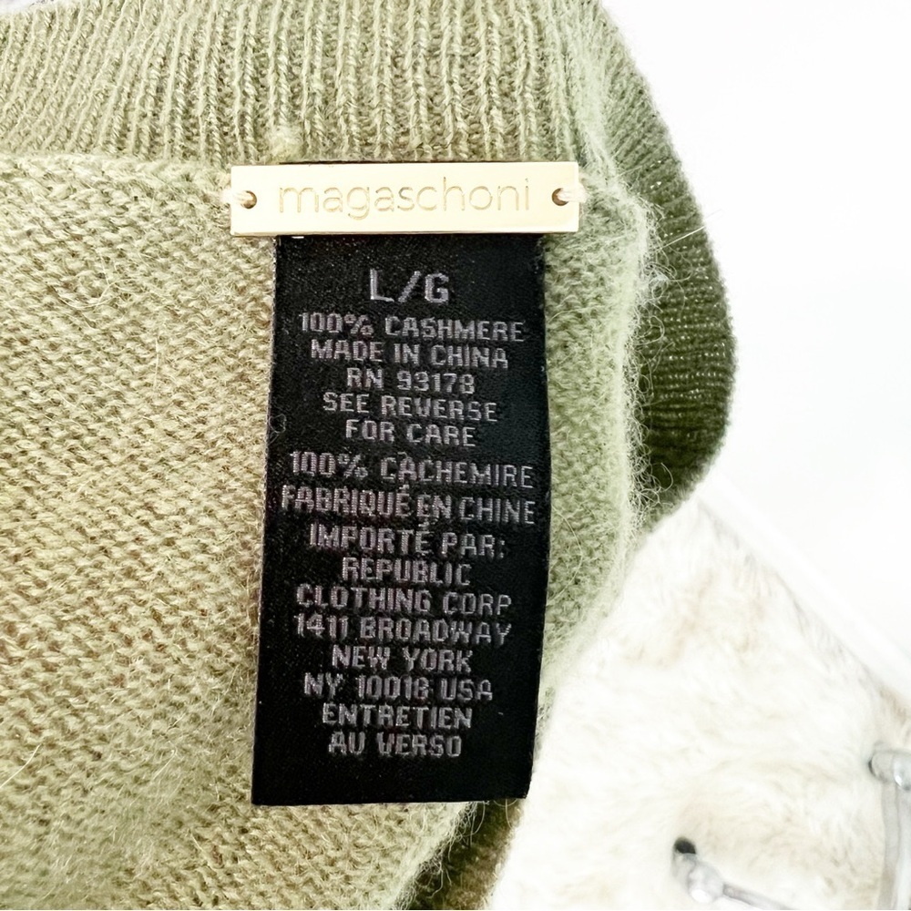 MAGASCHONI GREEN V-NECK LONG SLEEVE CASHMERE SWEATER WOMENS LARGE - Picture 4 of 5